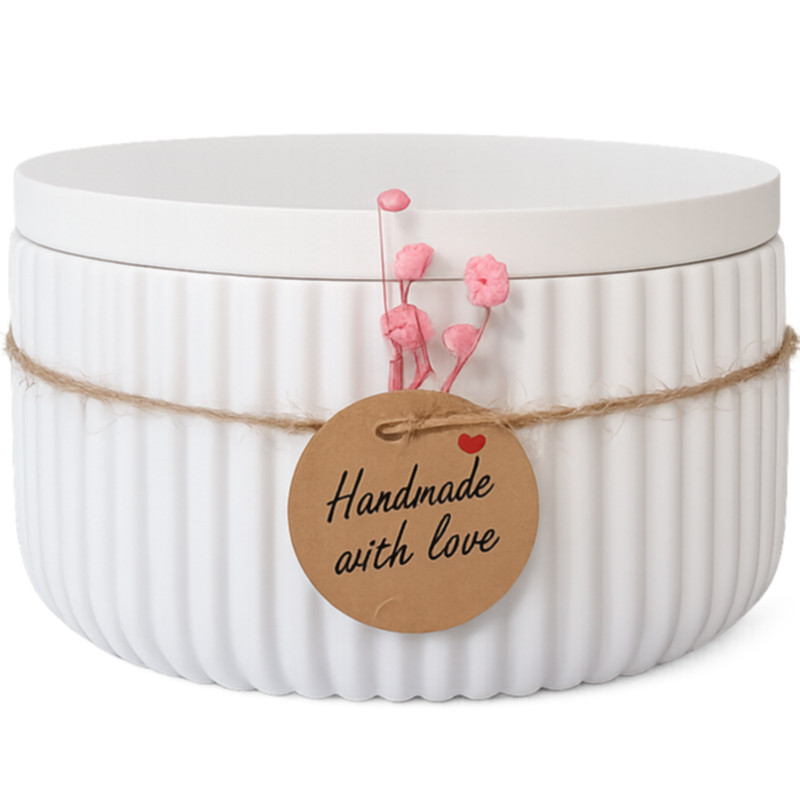 Geschenk Dose MIA mit Deckel geriffelt dekorativ mit Trockenblumen